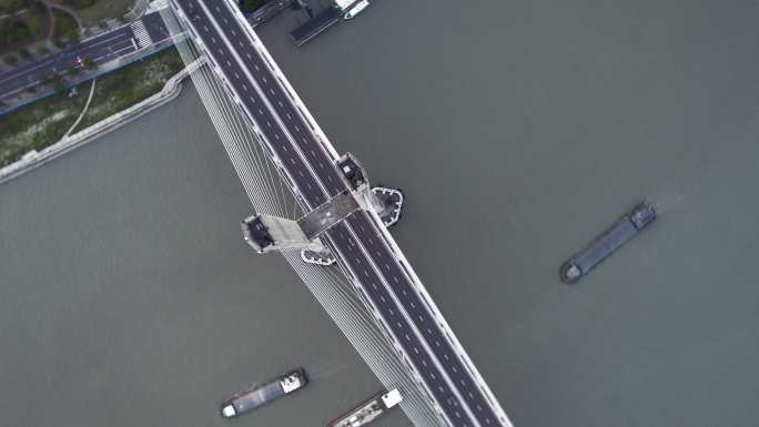 上海闵浦大桥闵浦二桥轻轨船只航拍长镜头