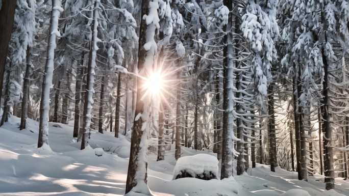 冬天森林雪景