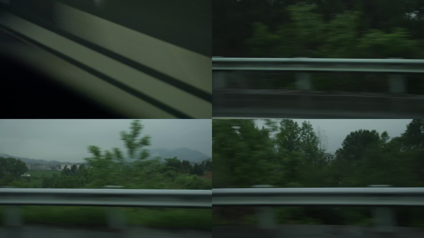 雨天车内视角高速车外风景沿途