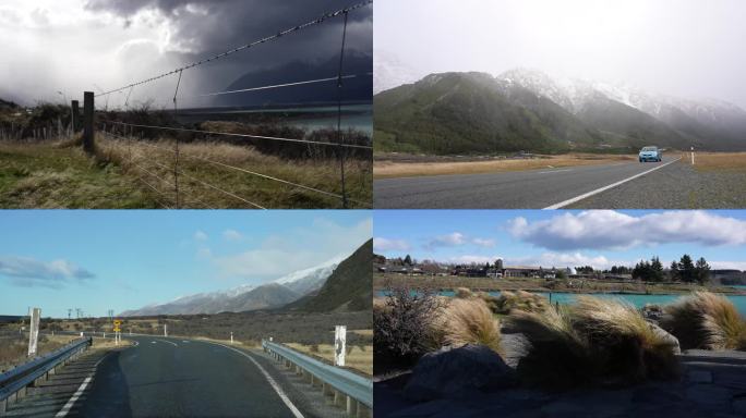 远山公路大山暴风雨来临前大风奇异景象