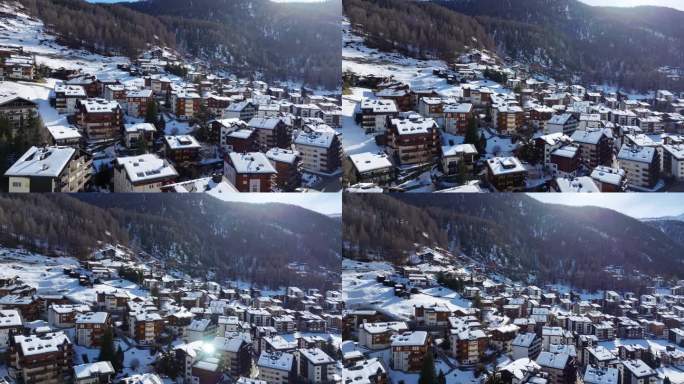 4K正版-航拍冬季瑞士采尔马特小镇01