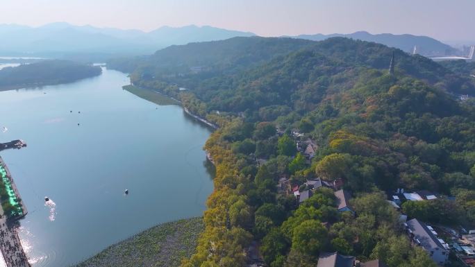 浙江杭州西湖景区风景大自然风光航拍宝石山