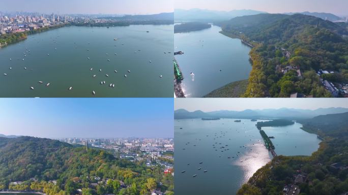 浙江杭州西湖景区风景大自然风光航拍宝石山