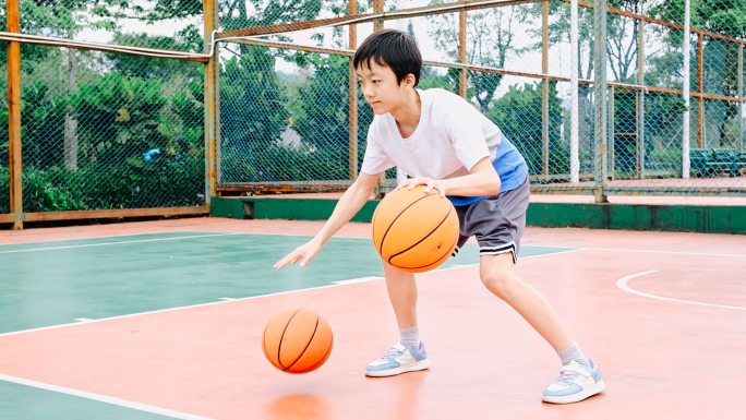 少年儿童篮球训练，双球运球训练