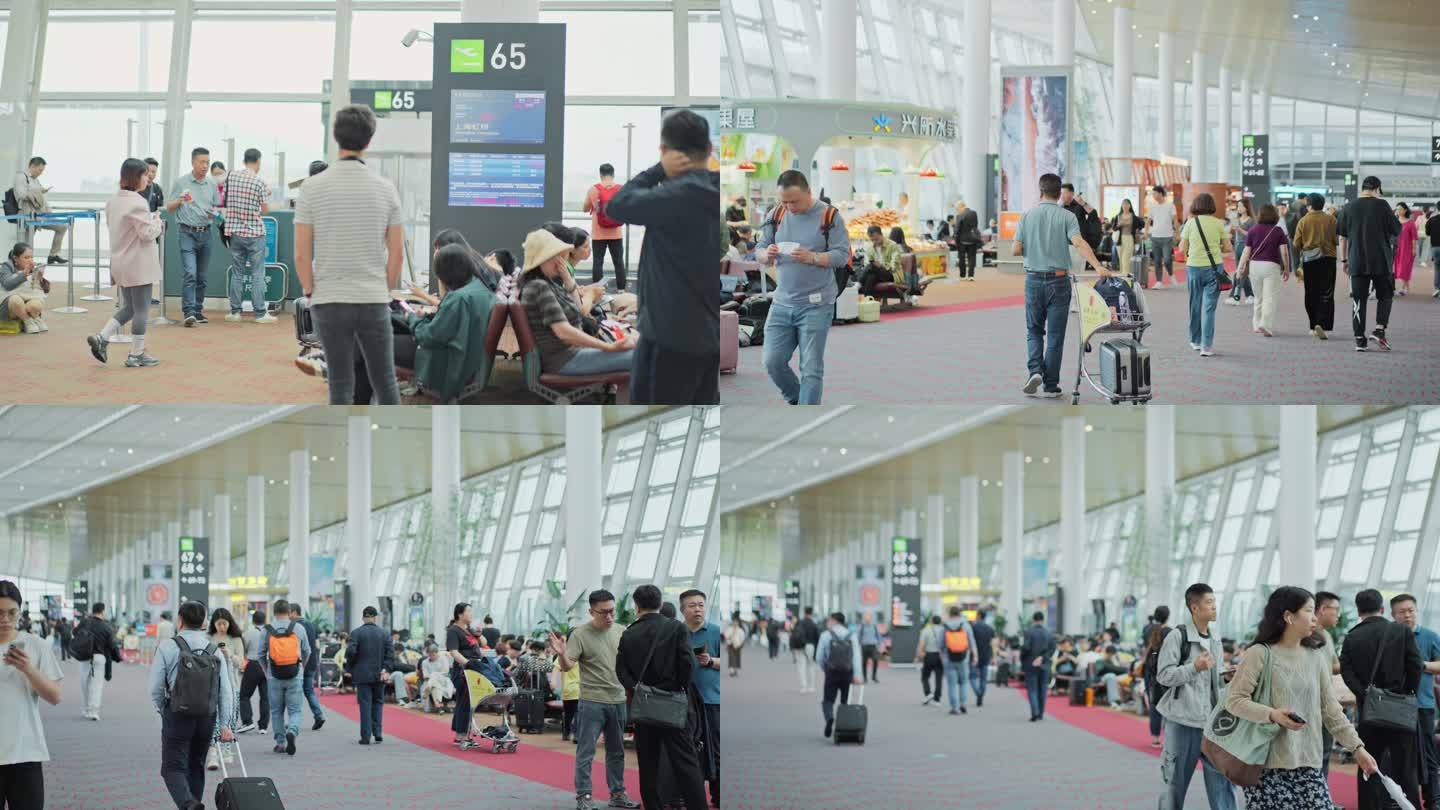 厦门高崎机场昆明机场候机室转机登机口游客