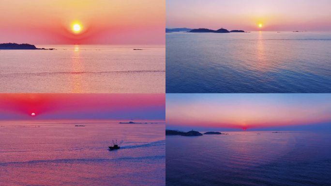 海上日出日落 海上夕阳 海面 海水