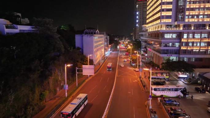 厦门思明区演武大桥夜晚夜景航拍车流交通福