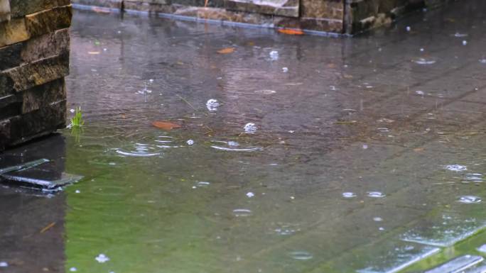 城市马路道路下雨天雨水雨滴街景街道街头风