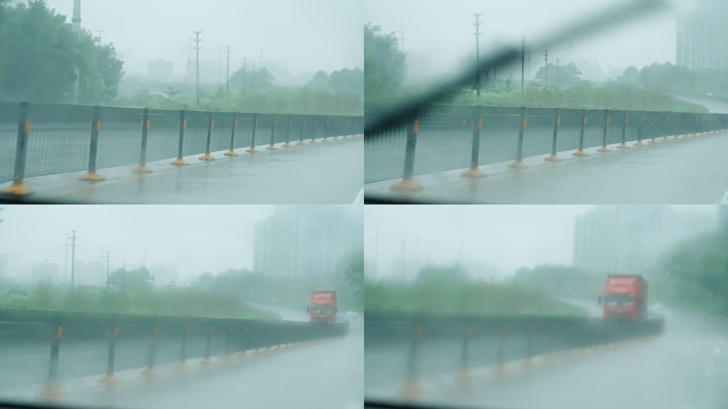 雨天高速开车副驾驶位暴雨C0391