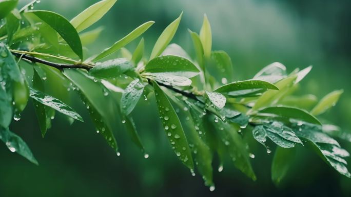 谷雨雨后茶田茶山茶叶嫩芽嫩叶