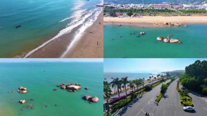 东海大海海边海水海浪沙滩海滩航拍风景唯美