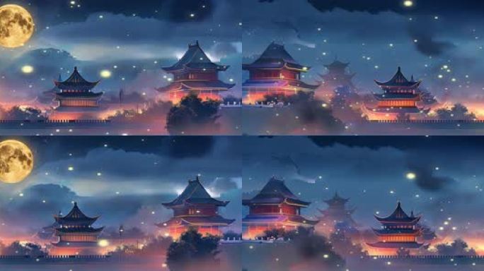 中秋大唐汉唐宫殿华美宽屏背景