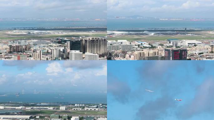 海边的深圳机场南航海航两架飞机同时起飞
