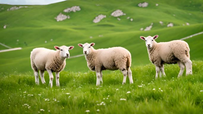 草原上的绵羊羊群养殖
