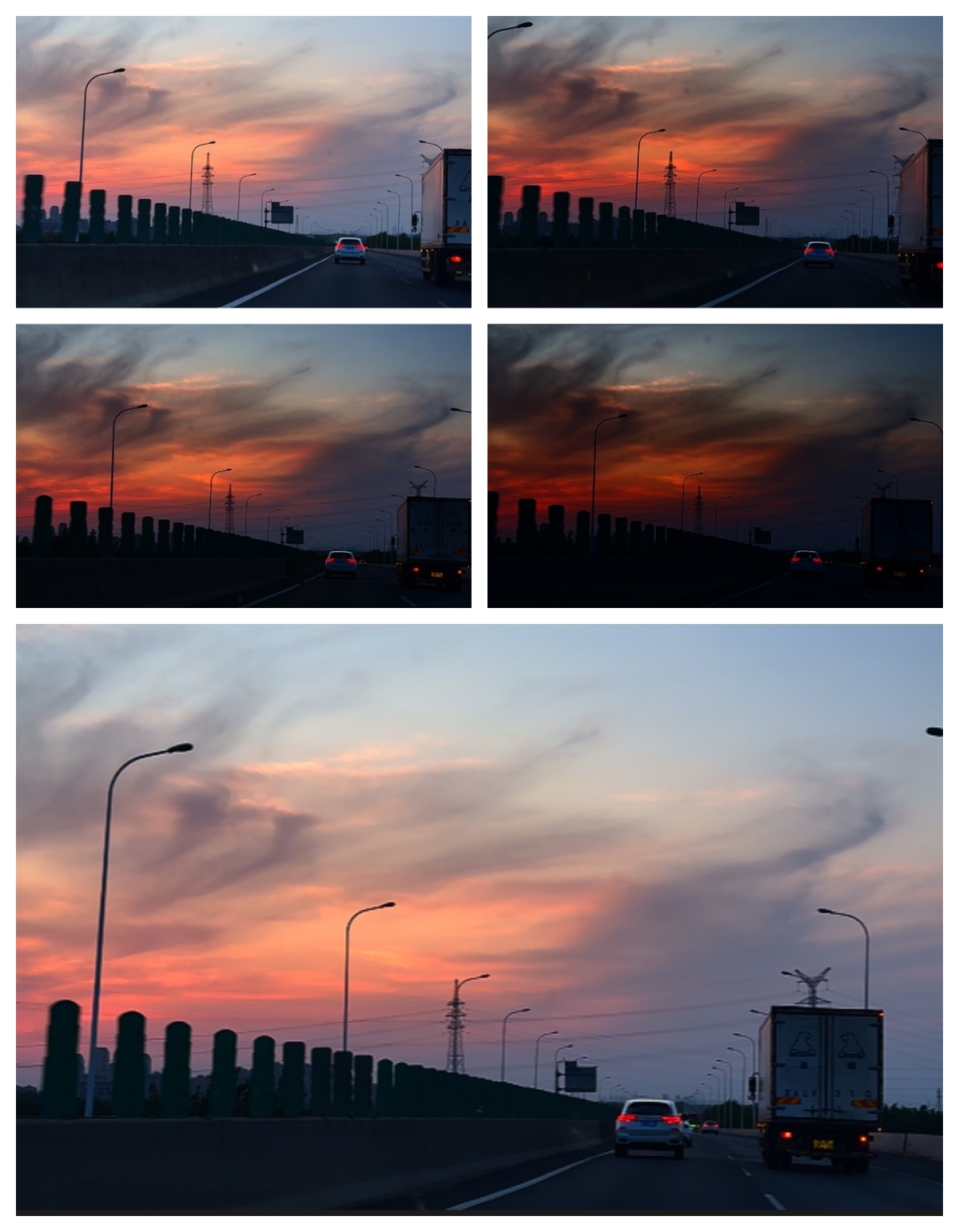 高速公路上车外夕阳