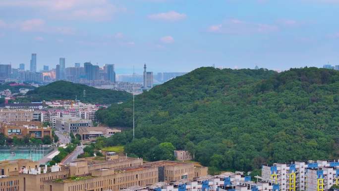 湖南长沙湘江江滩公园航拍橘子洲岳麓山风景