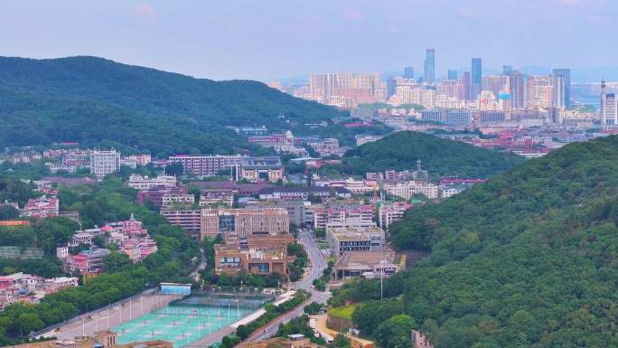 湖南长沙湘江江滩公园航拍橘子洲岳麓山风景