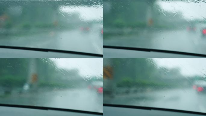 雨天高速开车副驾驶位暴雨C0384