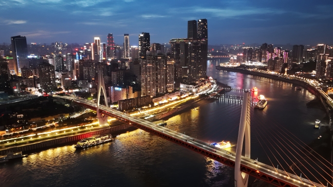 航拍东水门大桥日景夜景