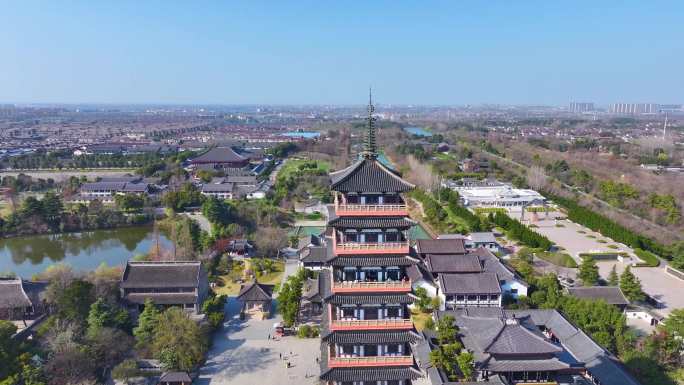 扬州大运河文化旅游度假区大明寺栖灵塔航拍