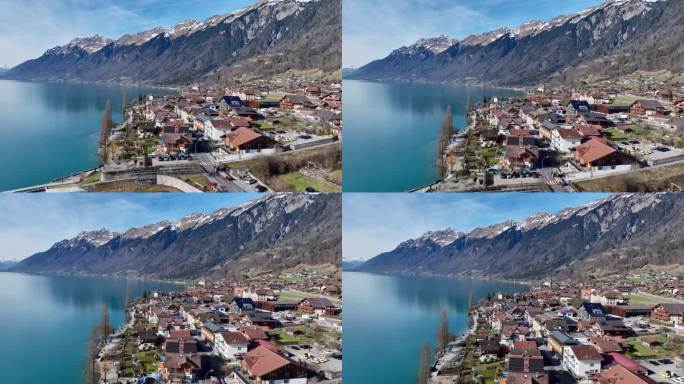 4K正版-航拍瑞士布里恩茨雪山湖泊06
