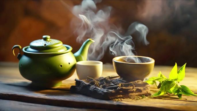 茶道文化场景 热茶 茶壶泡茶 茶道