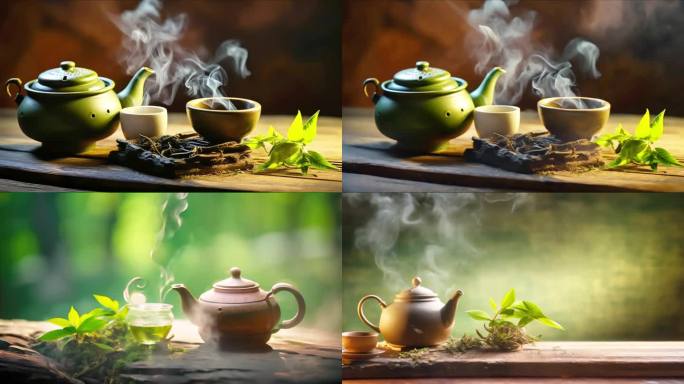 茶道文化场景 热茶 茶壶泡茶 茶道