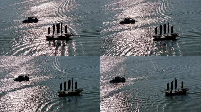 江苏洪泽湖“五一”长假期间五帆船成风景