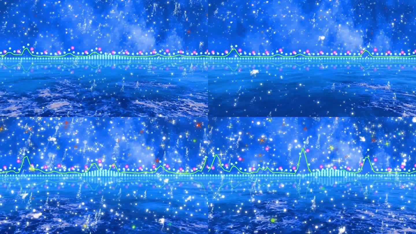 大海星空漂浮粒子音乐可视化舞台背景 4K
