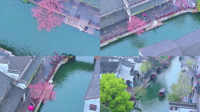 春天细雨里的水乡古镇南浔古镇风景航拍