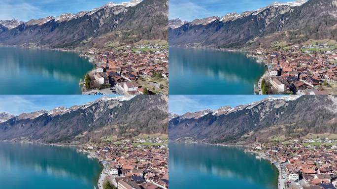 4K正版-航拍瑞士布里恩茨雪山湖泊07