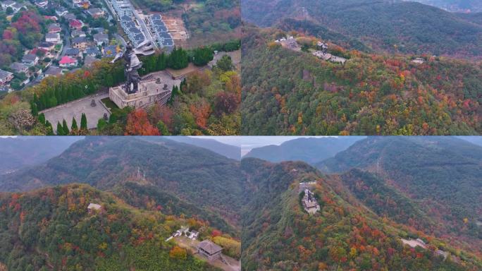 浙江绍兴会稽山大禹陵景区航拍越城区风景大