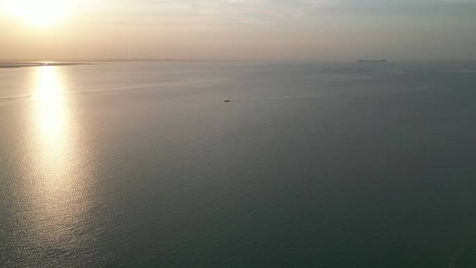 4K航拍连云港海州湾日落风景