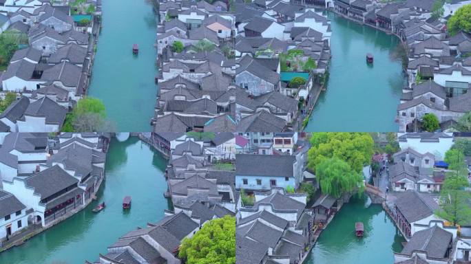 春天细雨里的水乡古镇南浔古镇风景航拍