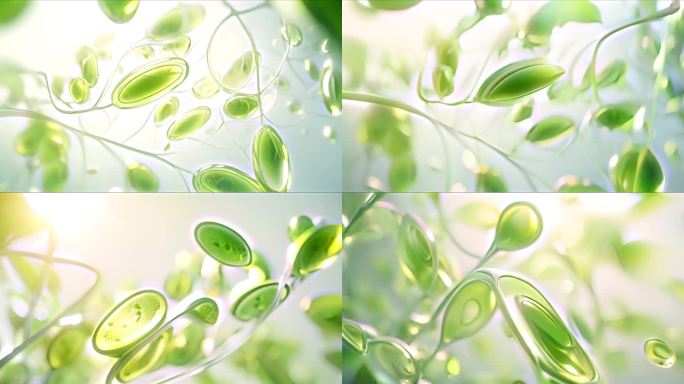 叶绿素光和作用动画 绿色细胞 植物