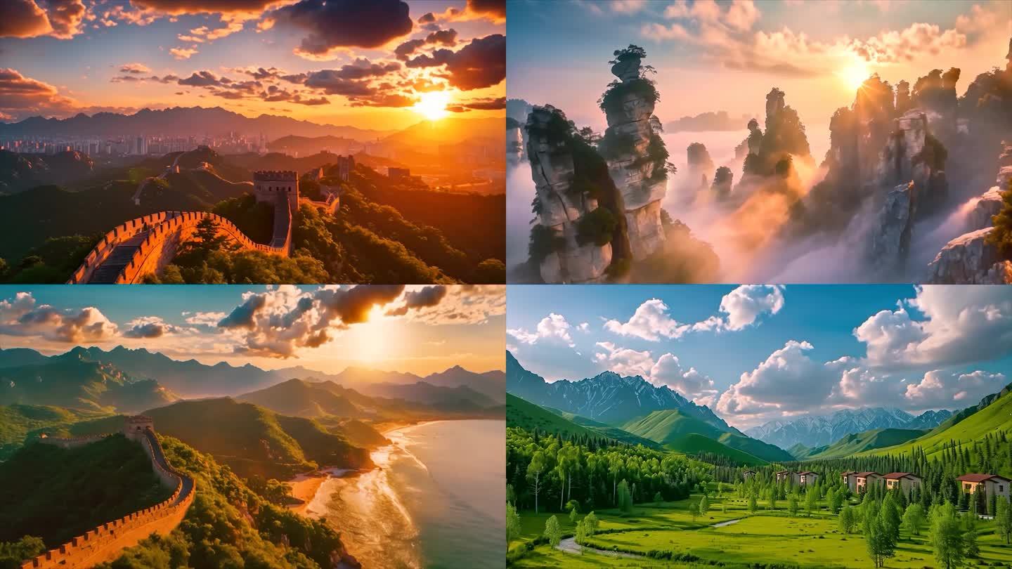 中国美丽祖国大好河山风景风光ai素材原创
