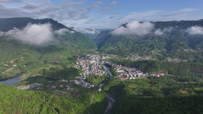 湖南常德石门壶瓶山镇航拍大景