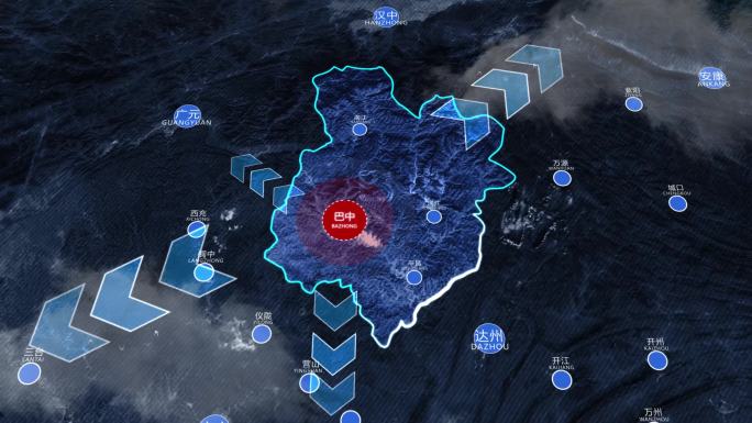 四川巴中市地理位置交通规划地图动画