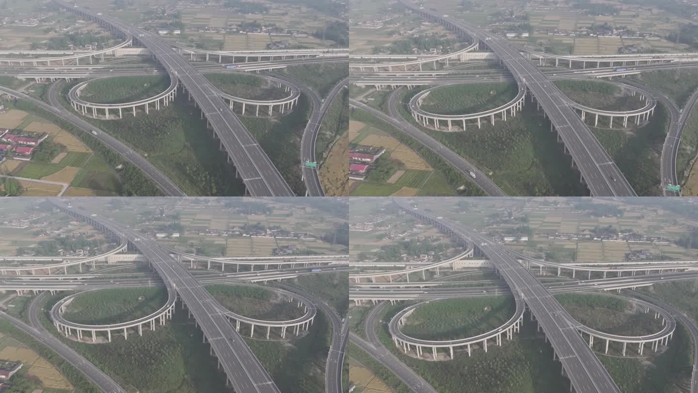 航拍高速公路交通枢流