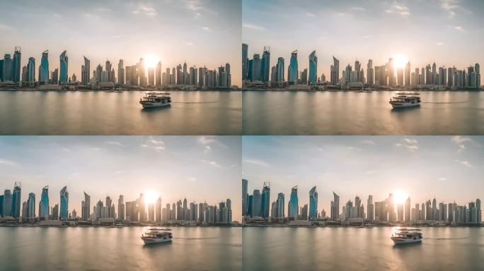 卡塔尔滨海湾和西湾多哈船港