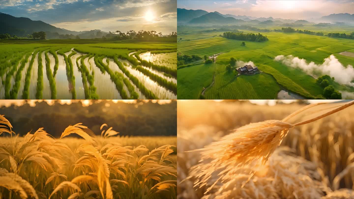 农业粮食农田水稻小麦延时宣传广告素材