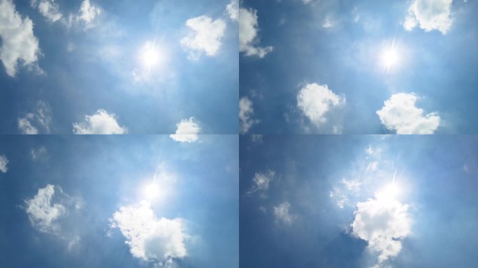 蓝天白云午时的太阳阳光晴天天气延时摄影
