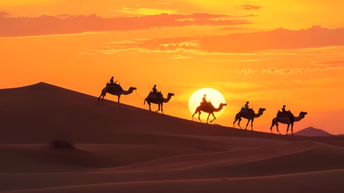沙漠骆驼丝绸之路一带一路