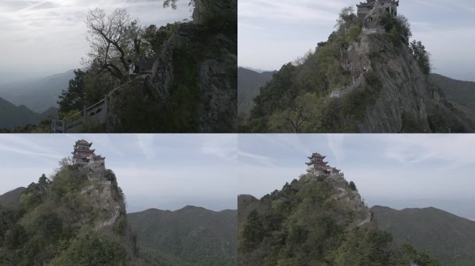 安康擂鼓台风景区航拍素材陕西