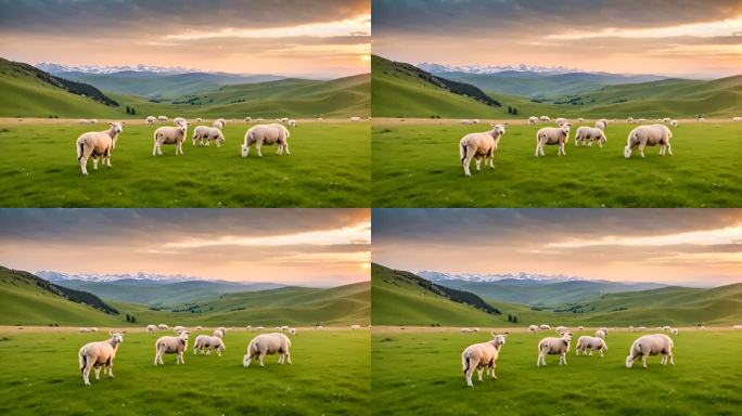 草原上的绵羊羊群养殖