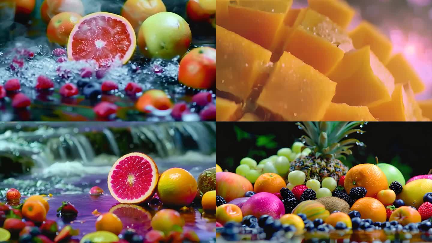 各种新鲜水果慢镜头特写唯美ai素材原创