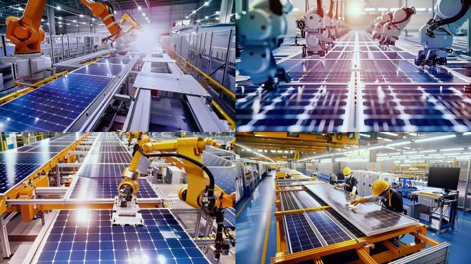 太阳能 光伏板 碳中和工厂 生产流水线