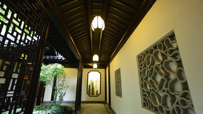 中国风园林亭台楼阁走廊长廊中式园林意境