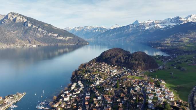 4K正版-航拍瑞士施皮茨湖02