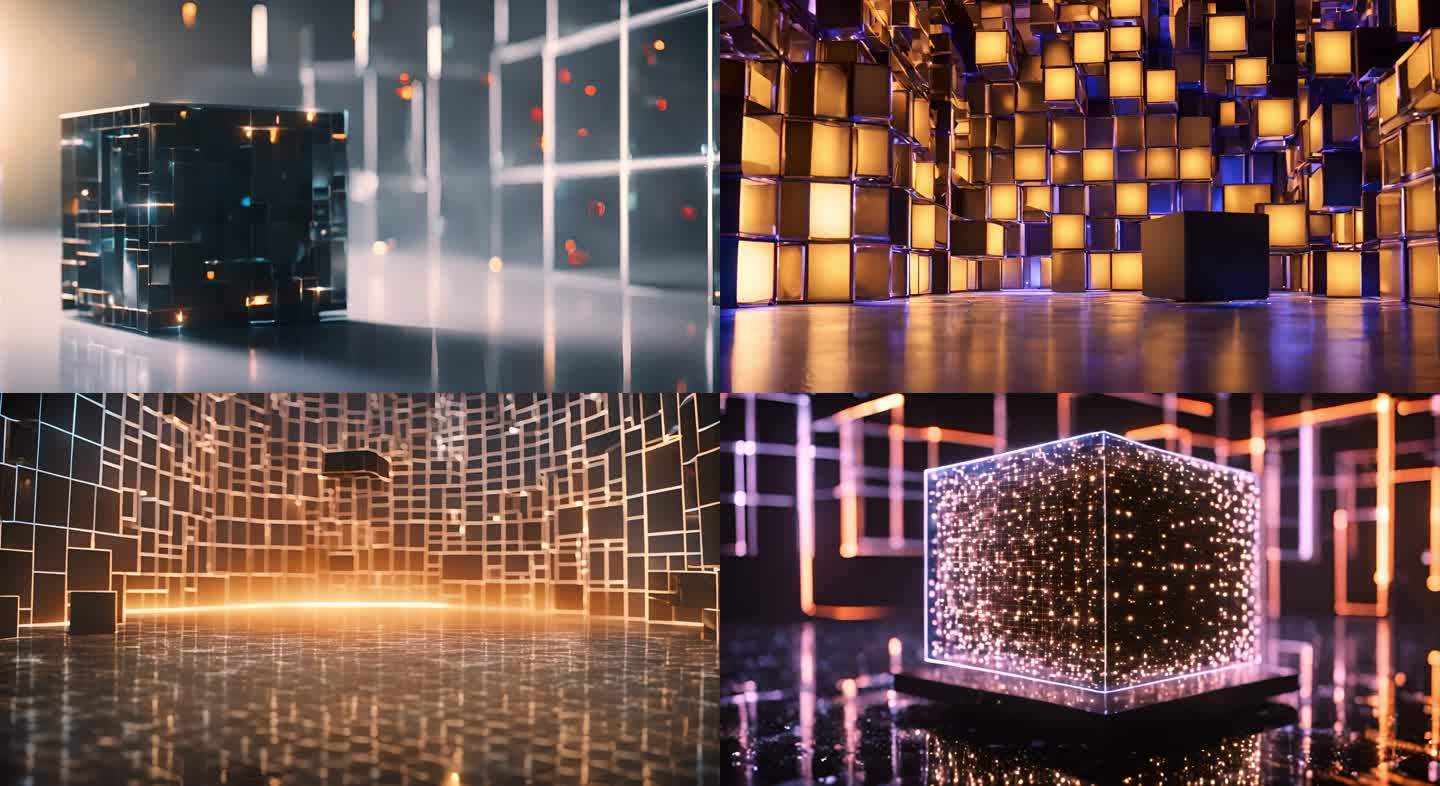 酒吧背景炫酷光线立方体视频素材